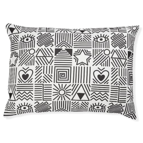 Abstract Line Art Mosaic Pattern Pet Bed