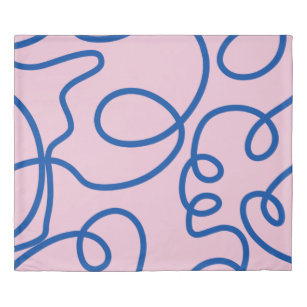 Abstract Line Art Retro Pink And Blue Duvet Cover