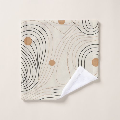 Abstract line beige and black colours wash cloth