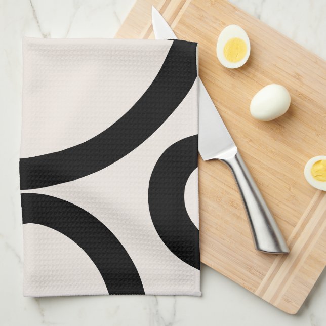 Abstract Line Black And White Kitchen Towel (Quarter Fold)