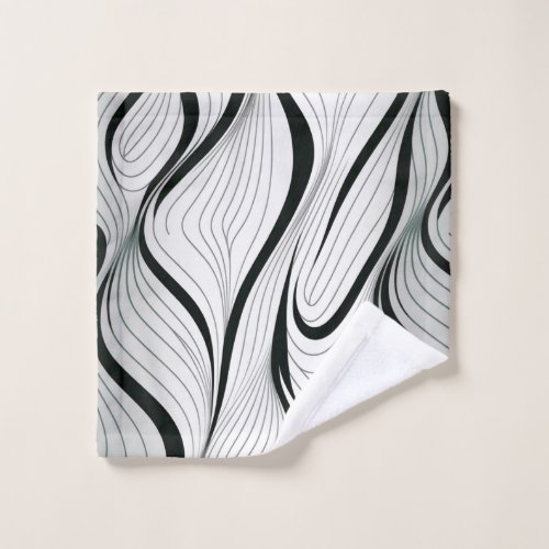 Abstract line black and white wash cloth