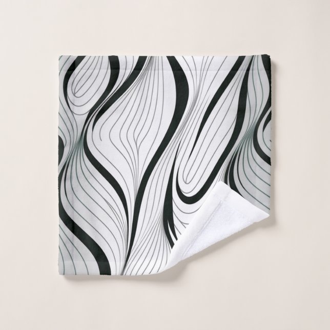 Abstract line black and white wash cloth (Wash Cloth)