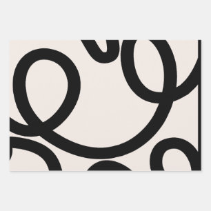 Abstract Line Black And White Wrapping Paper Sheets