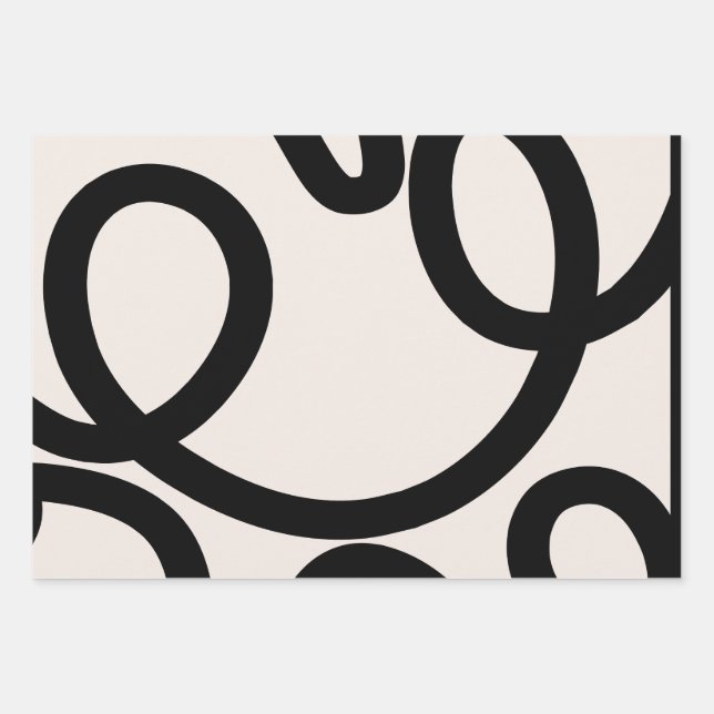 Abstract Line Black And White Wrapping Paper Sheets (Front 2)
