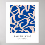 Abstract Line Blue Poster<br><div class="desc">Abstract Line Art – royal blue background with beige lines.</div>