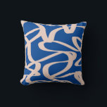 Abstract Line Blue Throw Pillow<br><div class="desc">Abstract Line Art – royal blue background with beige lines.</div>
