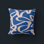 Abstract Line Blue Throw Pillow<br><div class="desc">Abstract Line Art – royal blue background with beige lines.</div>