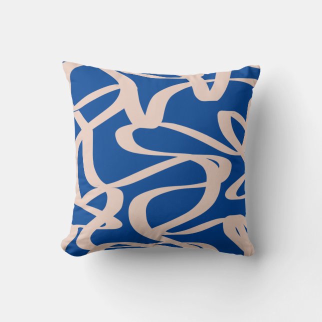 Abstract Line Blue Throw Pillow (Front)