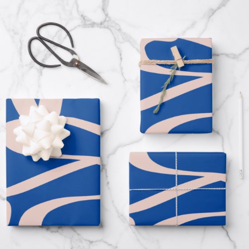 Abstract Line Blue Wrapping Paper Sheets