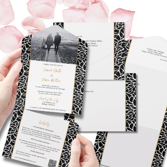 Abstract Line Foliage All-in-One Invitation (Abstract Line Foliage All-in-One Invitation)