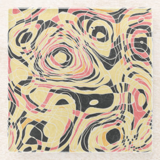 Abstract line geo pattern, topographical design. glass coaster