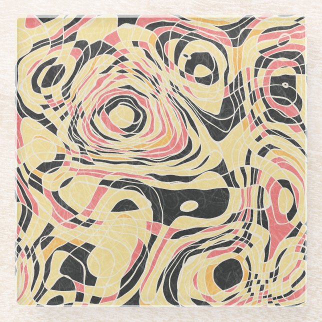 Abstract line geo pattern, topographical design. glass coaster (Front)