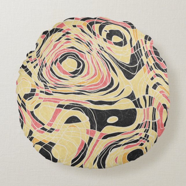 Abstract line geo pattern, topographical design. round pillow (Front)