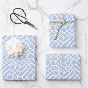 Abstract Line Pattern Baby Blue Wrapping Paper Sheets
