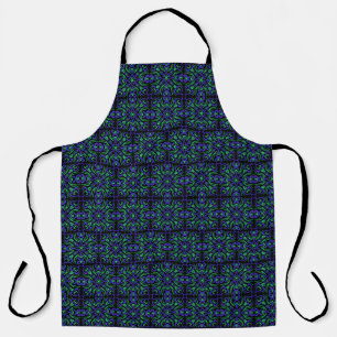 Abstract Line Pattern In Green Violet And Black Apron