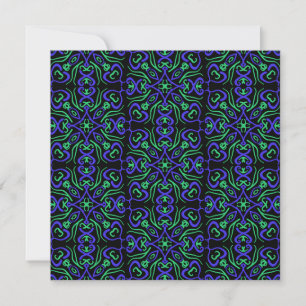 Abstract Line Pattern In Green Violet And Black Card
