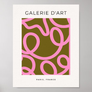 Abstract Line Pink And Olive Green Poster