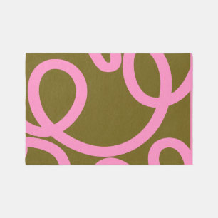 Abstract Line Pink And Olive Green Rug