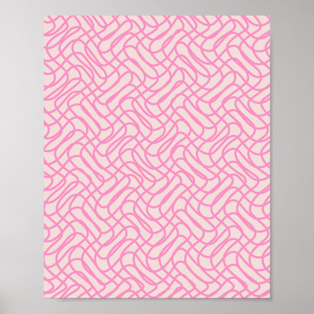 Abstract Line Preppy Pink Pattern Poster (Front)