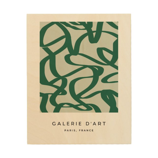 Abstract Line Sage Green Brush Strokes Wood Wall Art (Front)