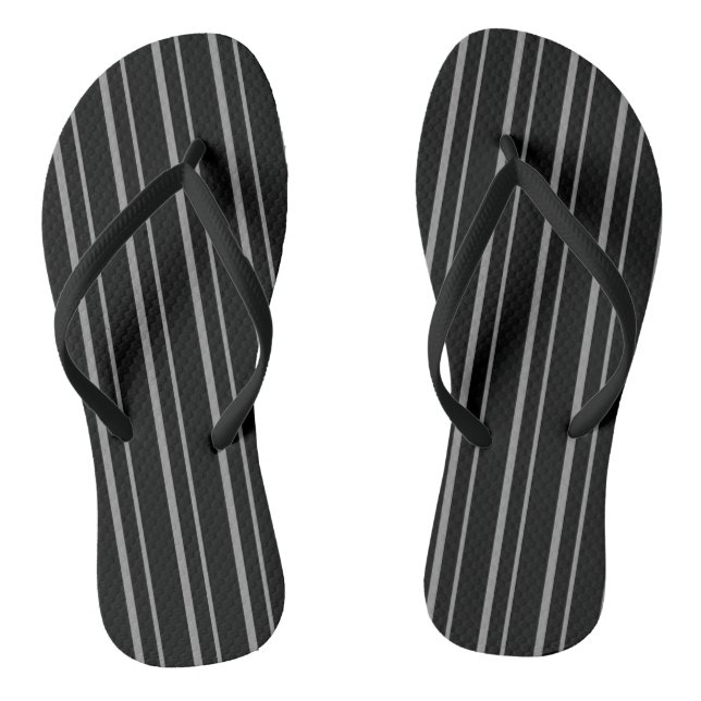 Abstract line striped modern pattern print black g flip flops (Footbed)