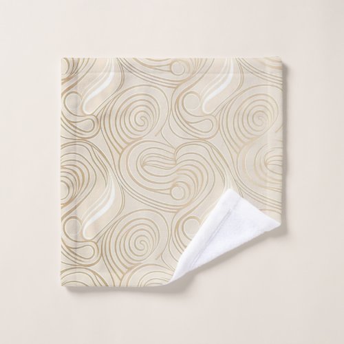 Abstract line white and beige colours wash cloth