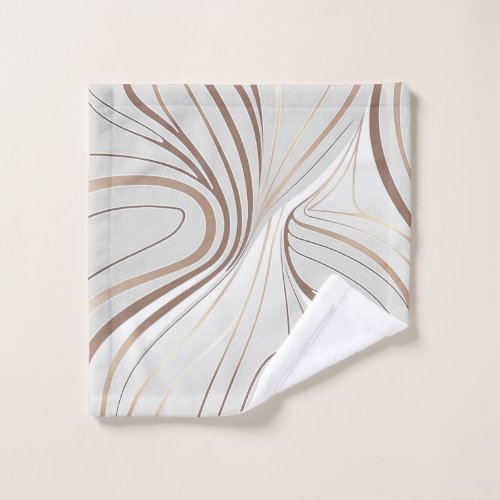 Abstract line white and taupe colours wash cloth