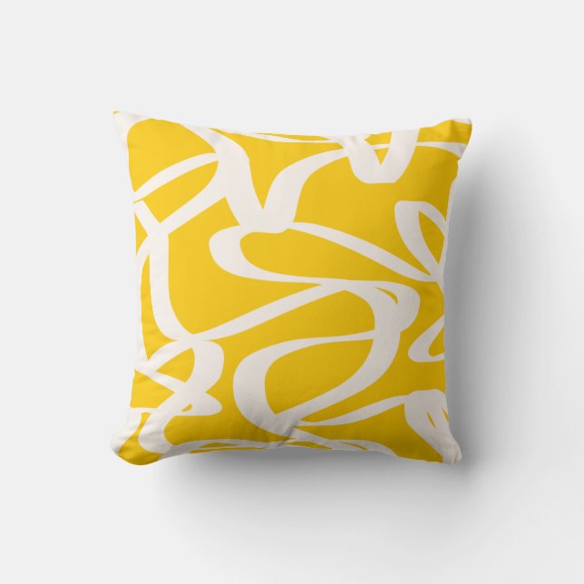 Abstract Line Yellow Throw Pillow (Front)