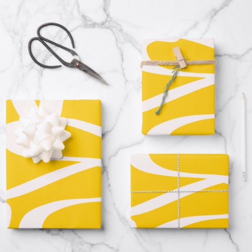 Abstract Line Yellow Wrapping Paper Sheets