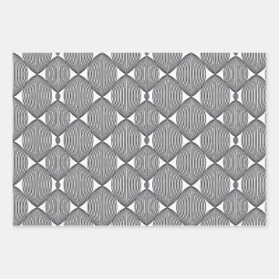 Abstract linear black and white repeated pattern wrapping paper sheets
