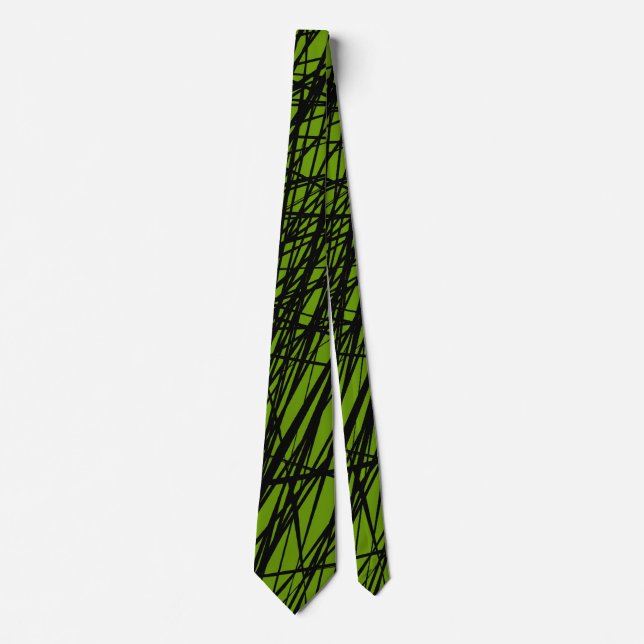 Abstract Lines - 02 - Green (669900) Neck Tie (Front)