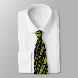 Abstract Lines - 02 - Olive Green (999933) Neck Tie