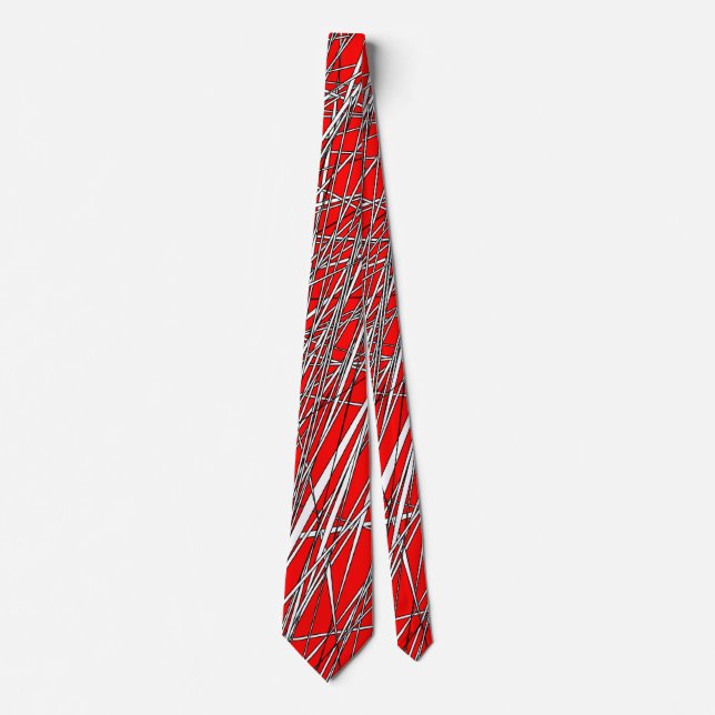 Abstract Lines - 03 - Red #FF0000 Neck Tie (Front)