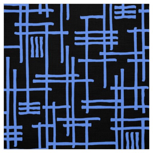 Abstract Lines 120923 - Baby Blue on Black Fabric