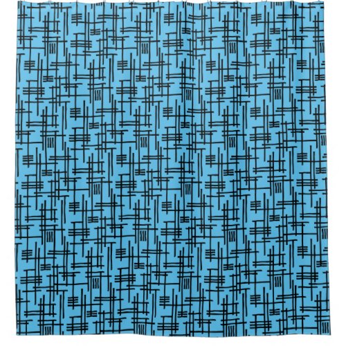 Abstract Lines 120923 _ Black on Light Sky Blue Shower Curtain