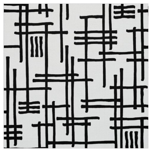 Abstract Lines 120923 - Black on White Fabric