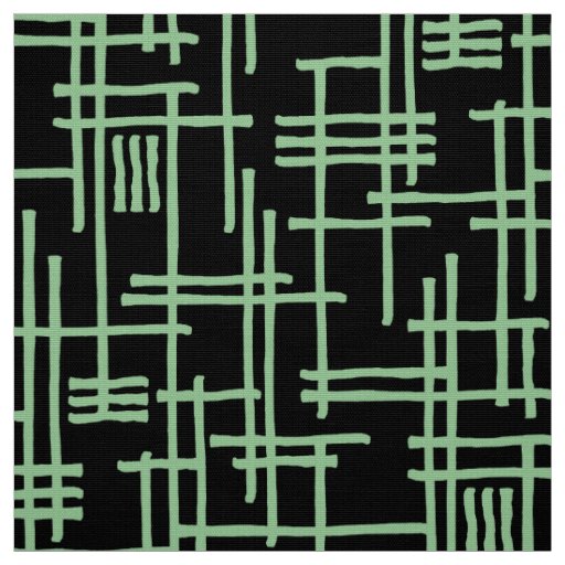 Abstract Lines 120923 - Faded Green on Black Fabric