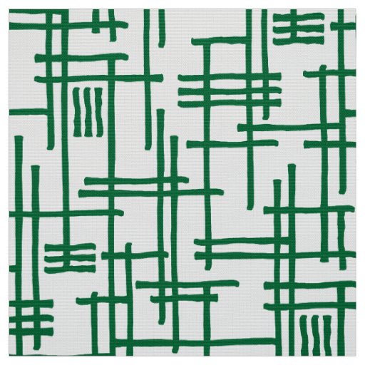 Abstract Lines 120923 - Forest Green on White Fabric