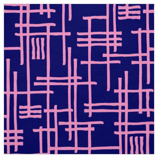 Abstract Lines 120923 - Pink on Dark Blue Fabric