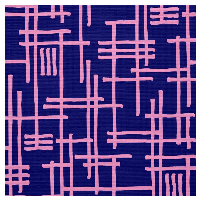 Abstract Lines 120923 - Pink on Dark Blue Fabric (Swatch)