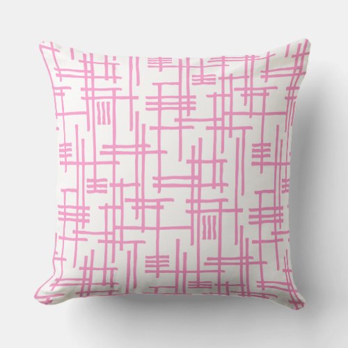 Abstract Lines 120923 _ Pink on White Throw Pillow