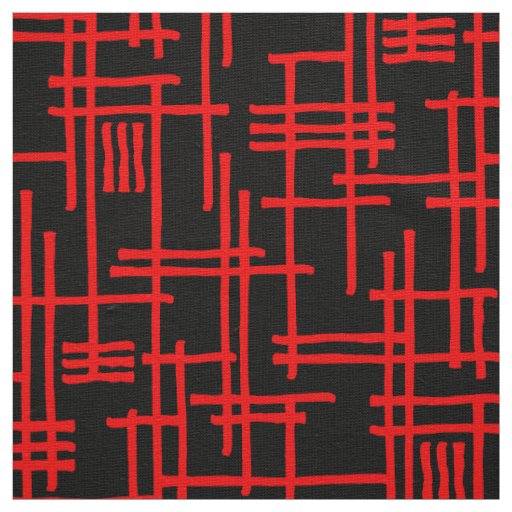 Abstract Lines 120923 - Red on Black Fabric