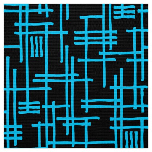 Abstract Lines 120923 - Sky Blue on Black Fabric