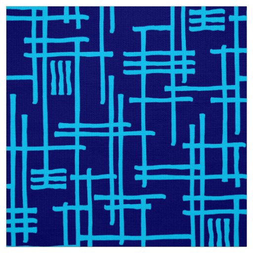 Abstract Lines 120923 - Sky Blue on Dark Blue Fabric