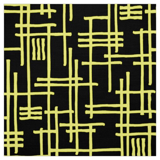 Abstract Lines 120923 - Yellow on Black Fabric