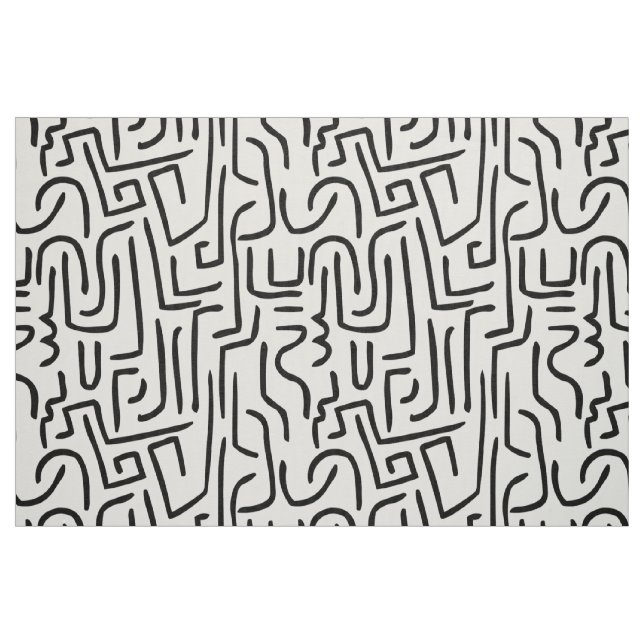 Abstract Lines 130318 - Black on White Fabric (Fat Quarter)