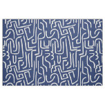 Abstract Lines 130318 - White on #1D336D Blue Fabric