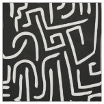 Abstract Lines 130318 - White on Black Fabric