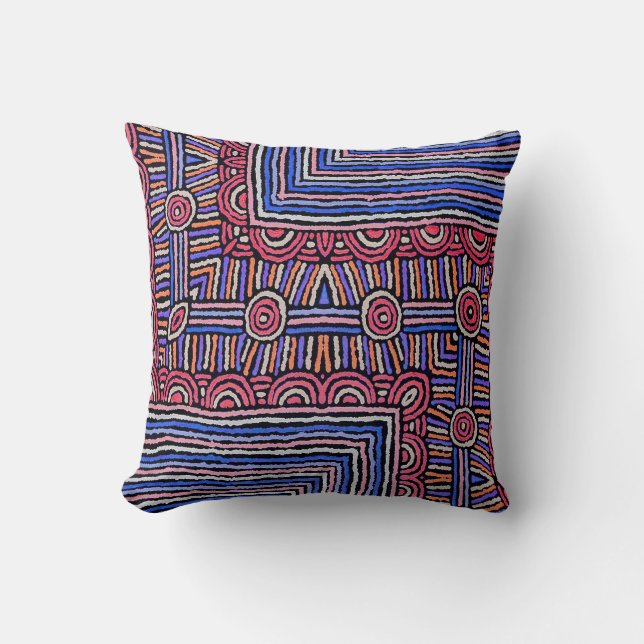 Abstract Lines and Circles Throw Pillow (Front)