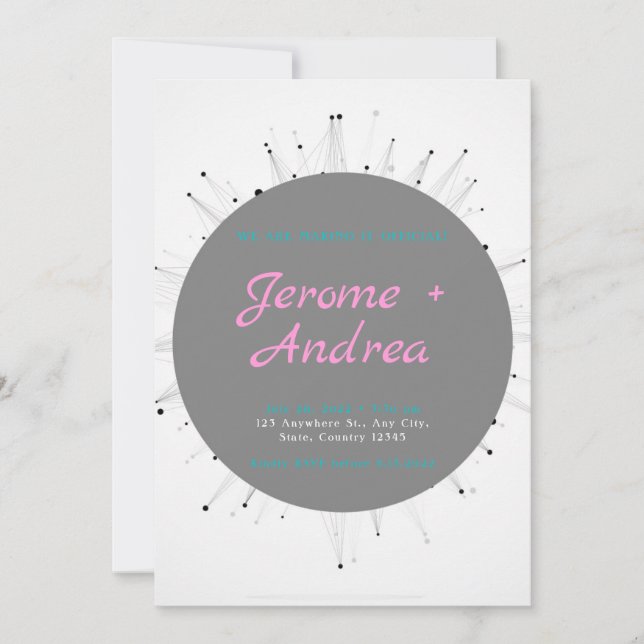 Abstract Lines and Circles Wedding Invitation (Front)
